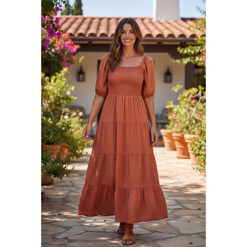 Y2K Pheasant,Puffed Sleeve,Tiered ,Maxi Dress ,Size 2X, Excellent Condition